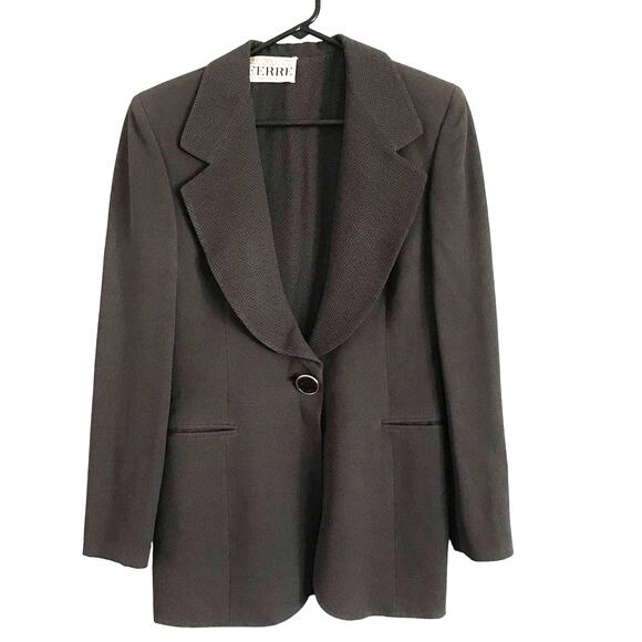 Gianfranco Ferre Jackets & Blazers - VTG Gianfranco Ferre dei Mattioli Brown Black herringbone + pebbled Blazer sz 2